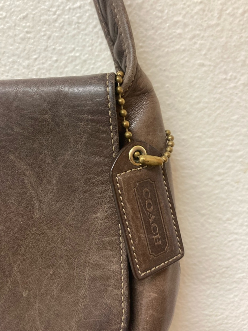 COACH Chocolate Brown/Taupe East West Messenger Leather Bag - Picture 3 of 10
